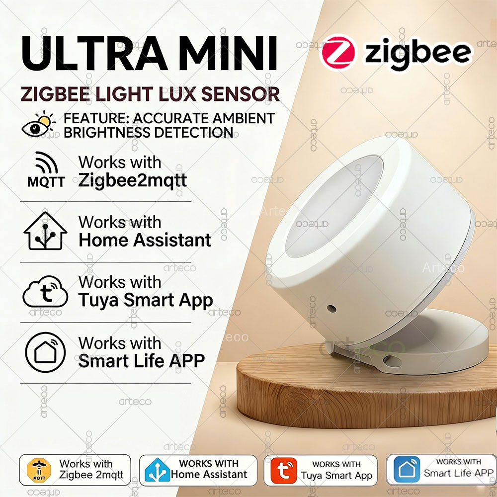 Smart Home Project - อัลตร้ามินิ ซิกบีเซ็นเซอร์ตรวจจับแสง เครื่องตรวจจับความสว่าง ลักซ์ การตรวจสอบความสว่าง ระบบอัตโนมัติในบ้านอัจฉริยะ