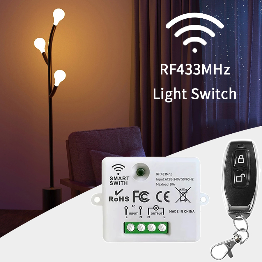 Smart Home Project - RF 433MHz รีโมทคอนโทรลไร้สายสวิตช์สมาร์ทโฮม 110V 220V 10A