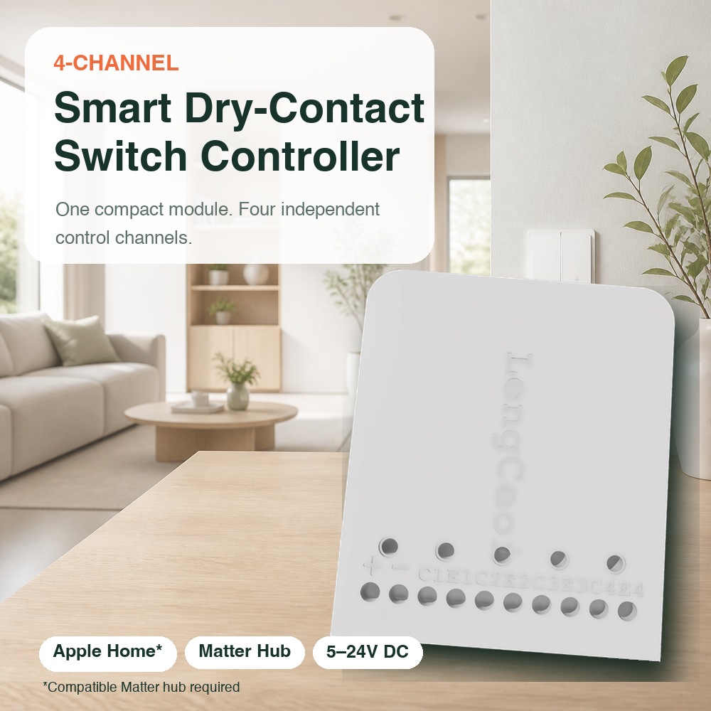 Smart Home Hub Samsung - ตัวควบคุมสวิตช์แบบสัมผัสแห้งอัจฉริยะ 4 ช่องสำหรับ Apple Home ผ่าน