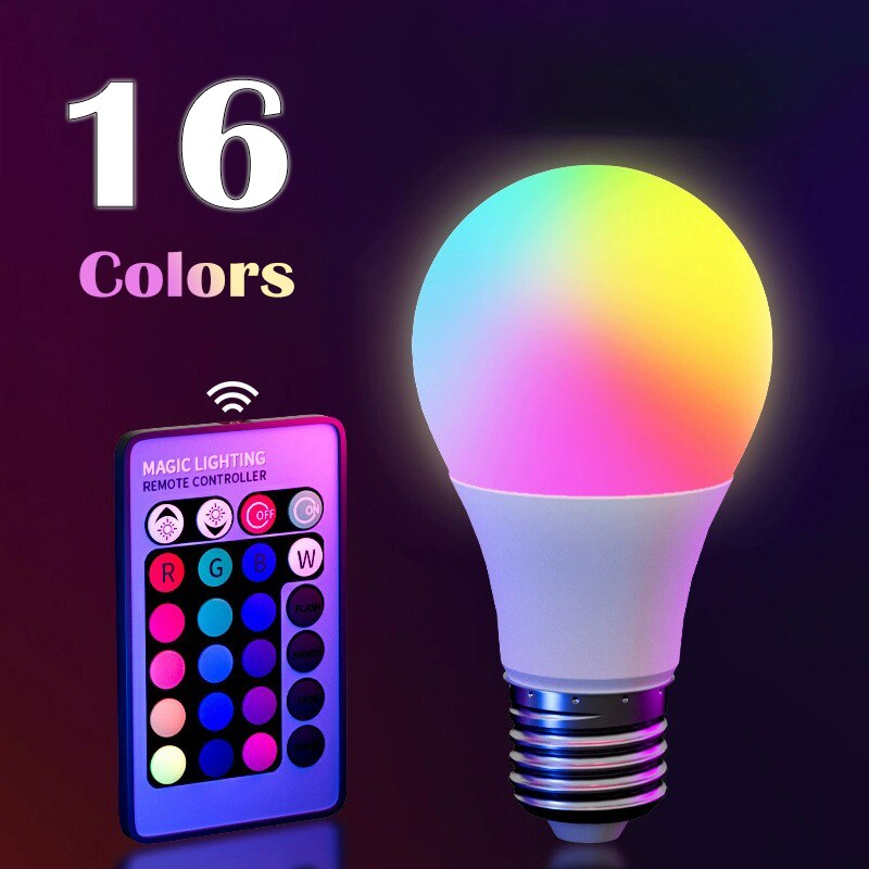 Voice Control Light Bulb - E27 220V 16 สี RGB หลอดไฟ