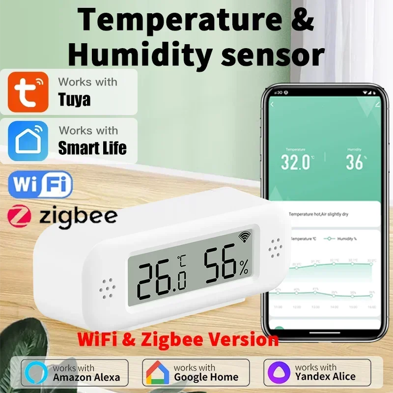 Smart Home Yandex - Tuya Zigbee WiFi Mini อุณหภูมิความชื้นสําหรับ Smart