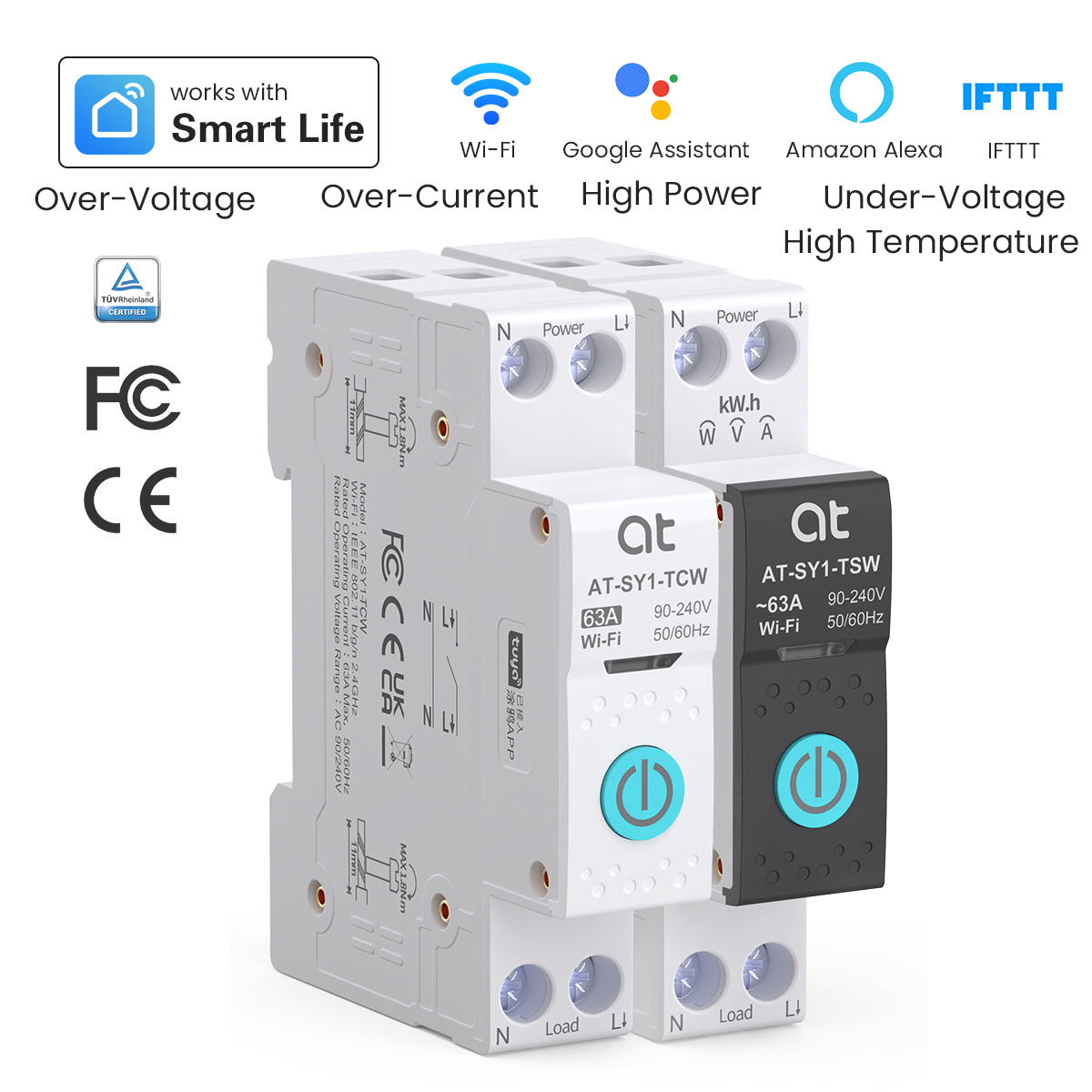 Smart Home Internet - เบรกเกอร์วงจรไฟฟ้าอัจฉริยะ Tuya WiFi 1P+N 63A MCB
