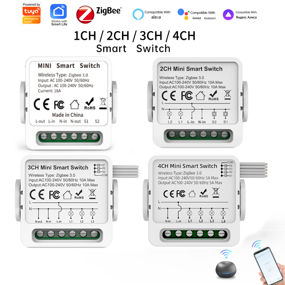 Smart Home Internet - สวิตช์อัจฉริยะ Tuya Zigbee 3.0 แบบ 1/2/3/4