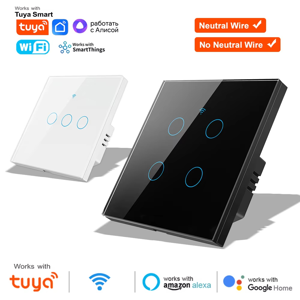 Smart Home Internet - สวิตช์ไฟติดผนังแบบสัมผัส 1 2 3 4 ช่อง