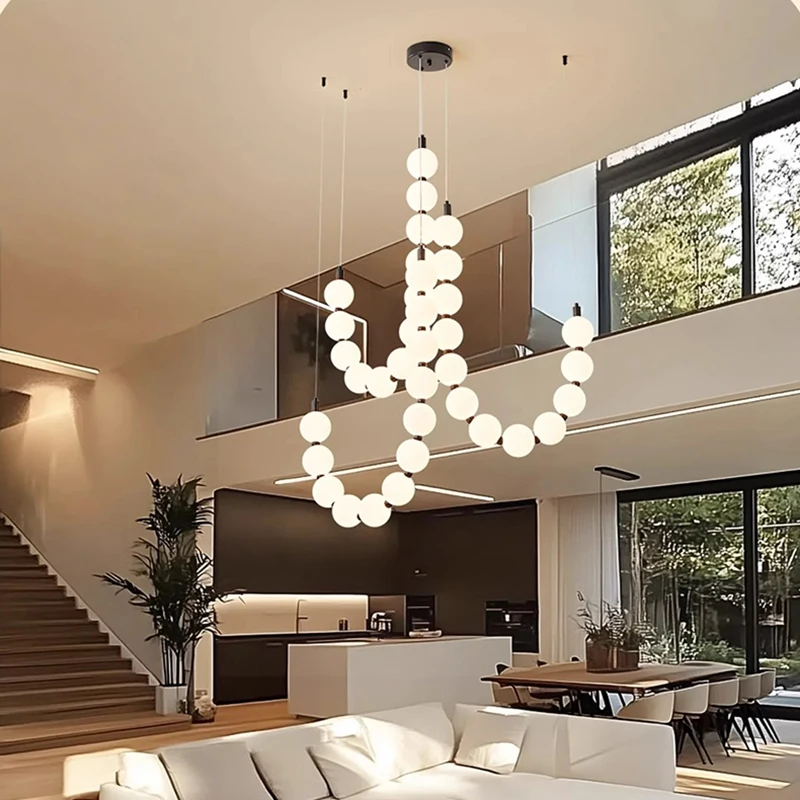Voice Control Light Bulb - โคมไฟอะคริลิคทรงเม็ดบีบับ ดีไซน์เรียบหรูสไตล์นอร์ดิก เหมาะสำหรับห้องนอน ห้องนั่งเล่น โคมไฟระย้าตกแต่งบ้าน