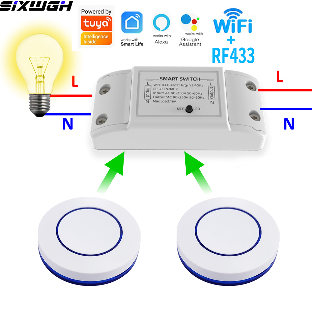 Smart Home Internet - 16A WiFi Tuya สวิตช์อัจฉริยะรีโมทคอนโทรลไร้สายสวิตช์ตั้งเวลาใช้งานร่วมกับแอพสมาร์ทไลฟ์ อเล็กซา กูเกิล