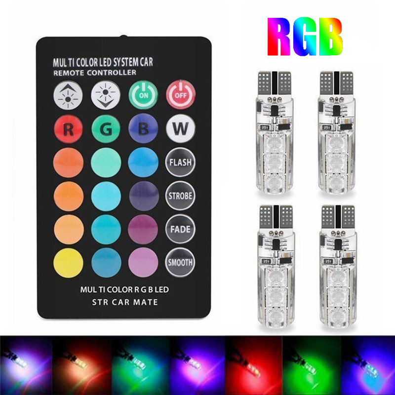 Voice Control Light Bulb - หลอดไฟตกแต่งภายในรถยนต์ 4 ชิ้น T10 5050 6SMD