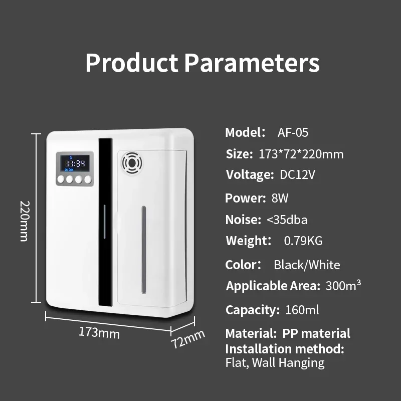 Smart Humidifier - NAMSTE 300m³ เครื่องกระจายกลิ่นน้ำมันหอมระเหยอัจฉริยะ บลูทูธ ไร้น้ำ ติดผนัง