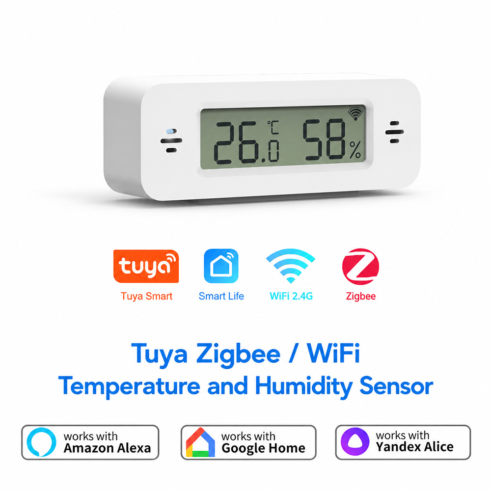 Smart Home Yandex - ทูยา ซิกบี ไวไฟ มินิ เซ็นเซอร์วัดอุณหภูมิและความชื้น เทอร์โมมิเตอร์ไฮโกรมิเตอร์อัจฉริยะสำหรับบ้าน