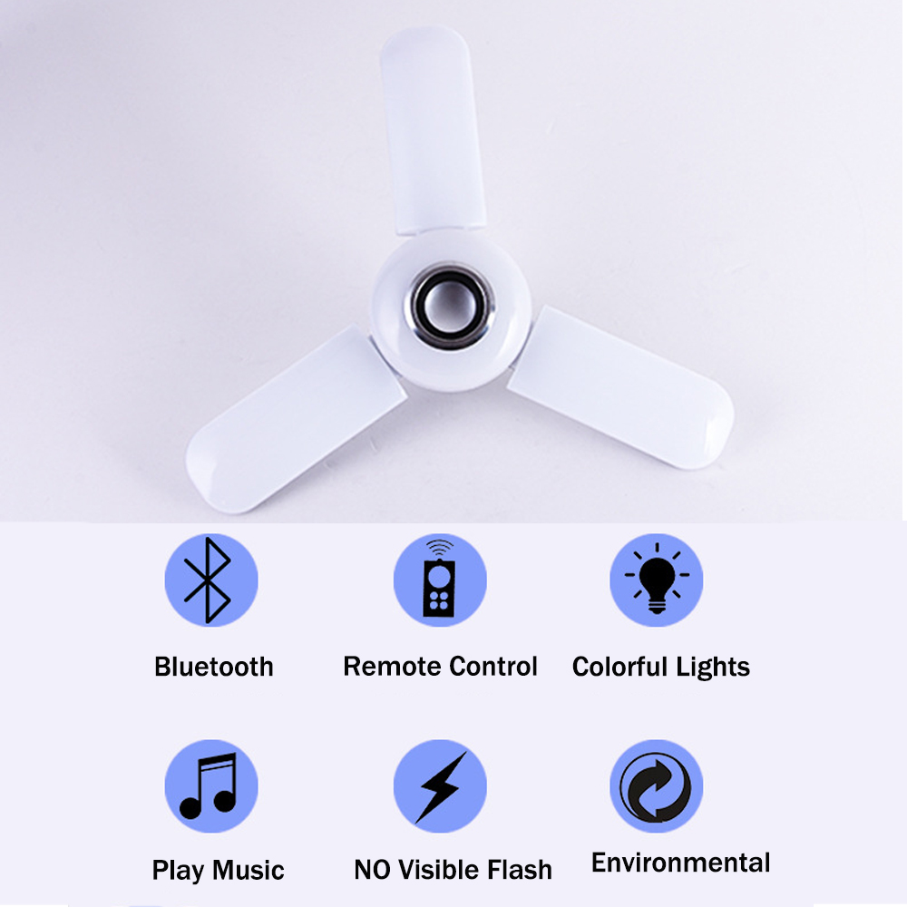 บลูทูธเพลงRGBสี่ใบพัดลมรูป50W  - Voice Control Light Bulb บทวิจารณ์และราคา