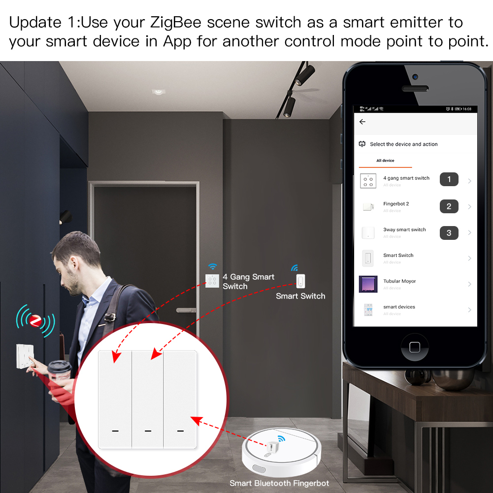 สวิตช์ควบคุมฉากไร้สาย MOES Tuy - Smart Home Internet บทวิจารณ์และราคา