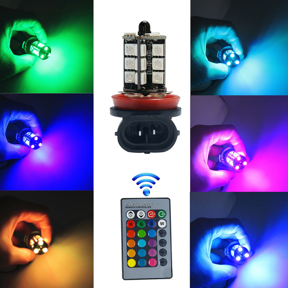 2x RGB H11 H9 H8 5050 27SMD ไฟ - Voice Control Light Bulb บทวิจารณ์และราคา
