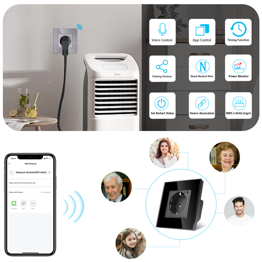 TAWOIA Wifi Wall Socket EU กรอ - Smart Home Yandex บทวิจารณ์และราคา
