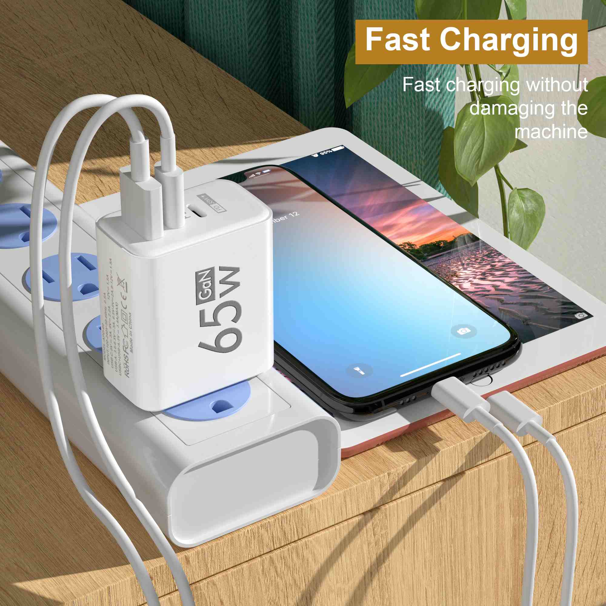 65W GAN USB Charger Type C 3 พ - Smart Home Xiaomi บทวิจารณ์และราคา