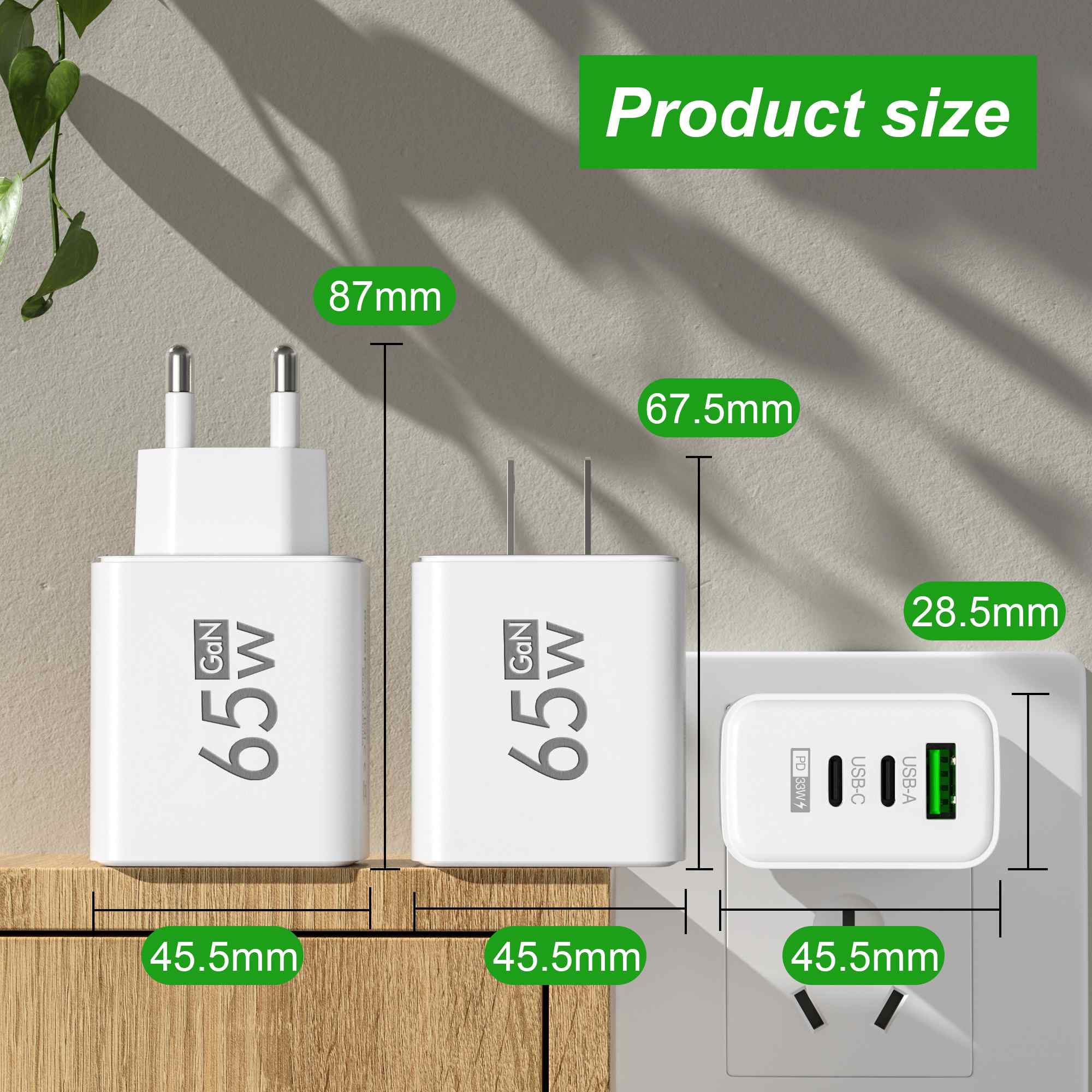 65W GAN USB Charger Type C 3 พ - Smart Home Xiaomi บทวิจารณ์และราคา
