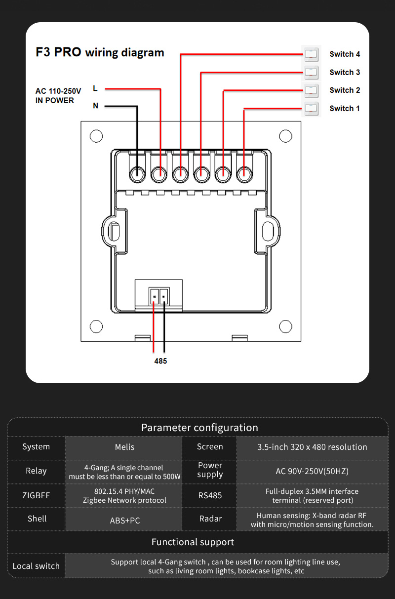 สวิตช์อัจฉริยะ F3 Pro หน้าจอสั - Smart Home Control Panel บทวิจารณ์และราคา