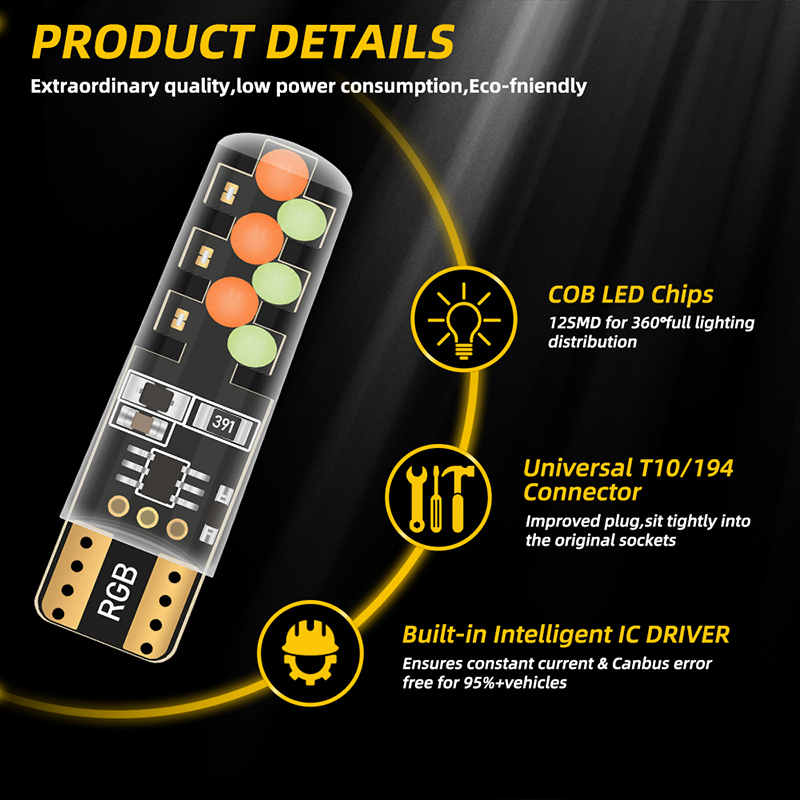 1เซ็ตหลอดไฟ LED RGB W5w T10รีโ - Voice Control Light Bulb บทวิจารณ์และราคา